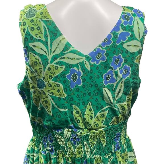 Rabbit Rabbit Rabbit Dress Women's 12 Green Floral Fit & Flare Maxi Sleeveless - Picture 3 of 7